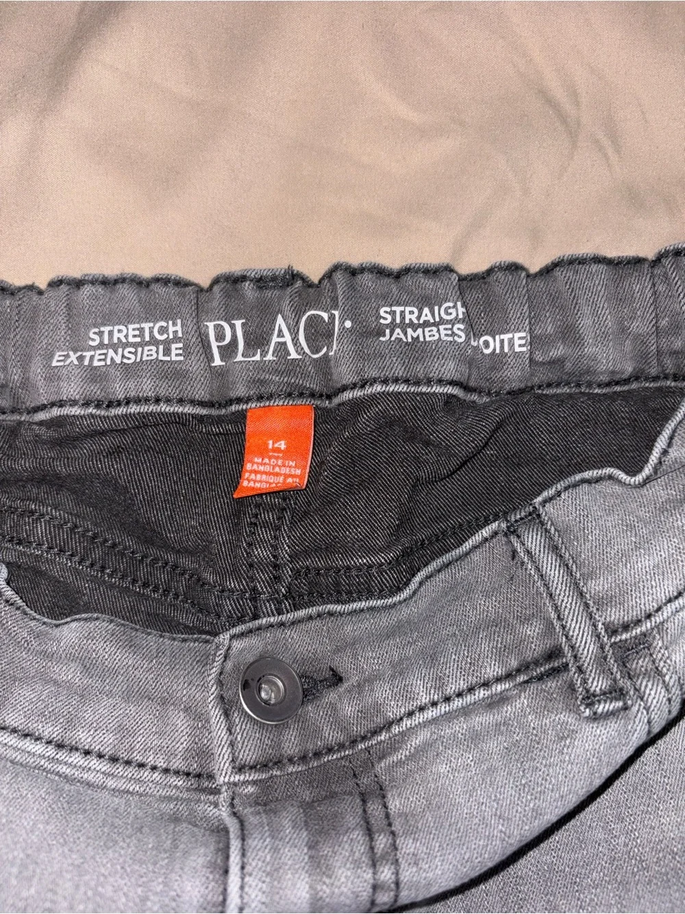 The Children’s Place Boys Gray Stretch Straight Adj Waist Jeans Size 14 EUC